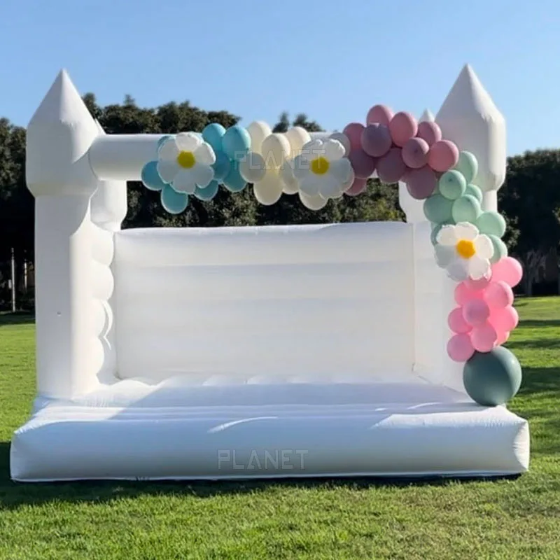 

Commercial Party Rental White Bouncer Jumper Inflatable Moon Jumping Bounce House White Bouncy Castle