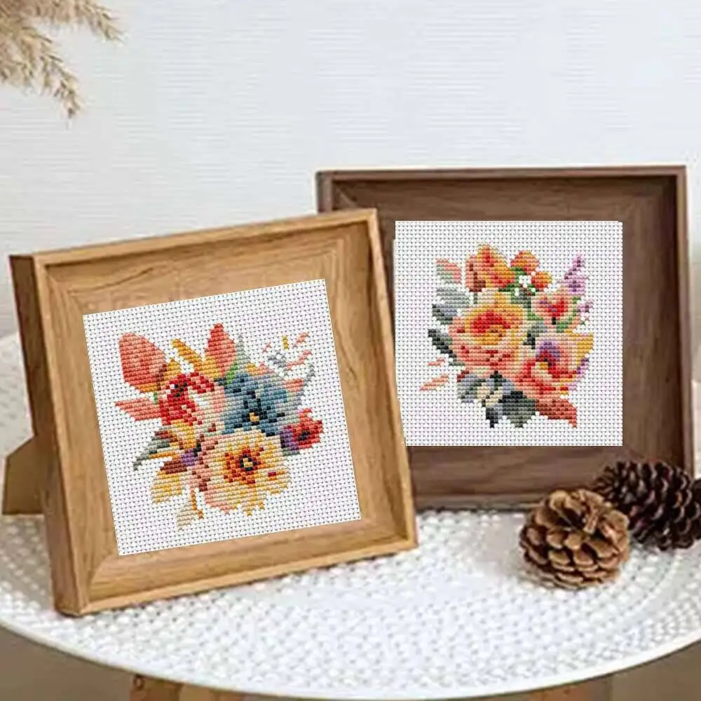 Huacan クロスステッチ花昆虫縫製趣味プリントキャンバス刺繍フル