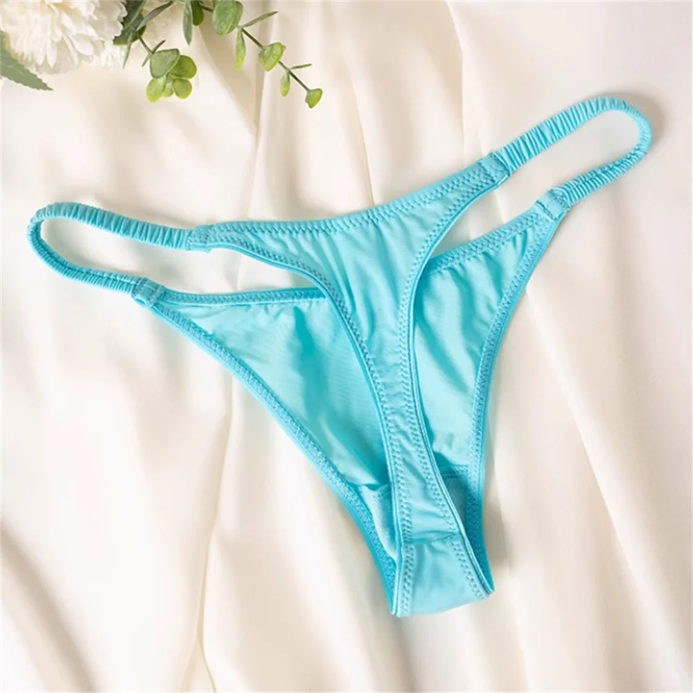 2026 Wrinkle Elastic Strap Sexy Thong Women's Leopard High Slit Ice Silk T-back Underwear Crotch Cotton G-strings Plus Size 3