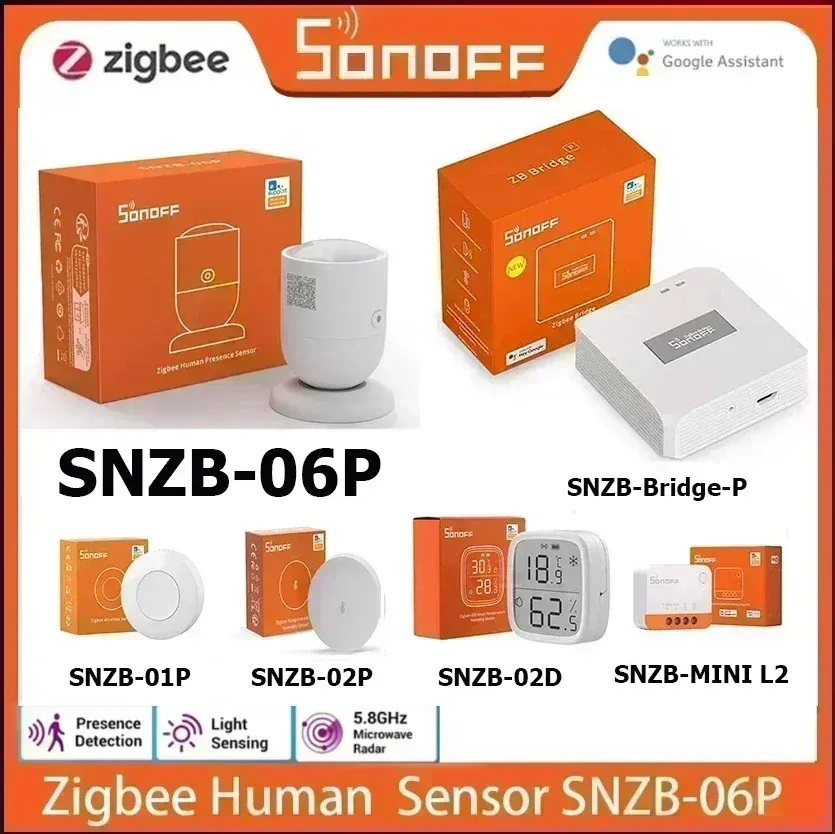 SONOFF SNZB 06P Zigbee Human Presence Sensor SONOFF Bridge Pro SNZB-06P SNZB-03P SNZB-04P SNZB-05P Sonoff Switch SNZB-02P