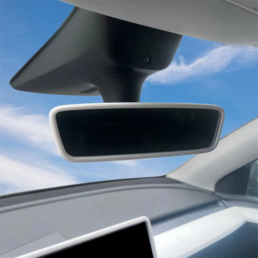 Car Interior Rear View Mirror Protector Frame Silicone Rubber Case For Tesla Model 3 Model Y Center Console Styling Accessories