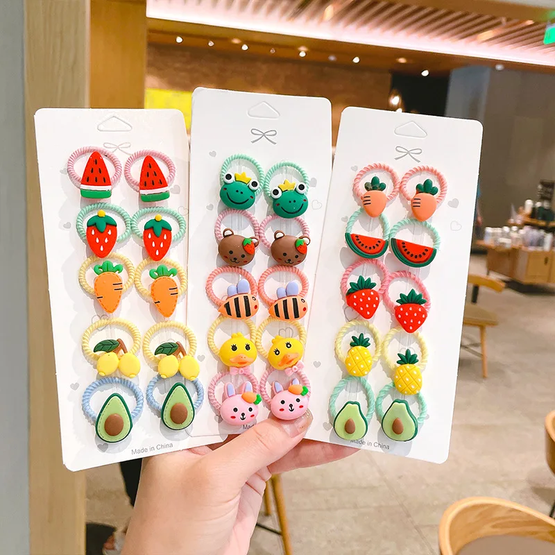 2022 New Girls Cute Cartoon Animal Hair Bands Set Children Baby Ponytail Holder Scrunchie Kids Hair Accessories Ornaments Gift goldfish silicone mold durable cartoon animal scented fish mold gypsum ornaments mold diy plaster