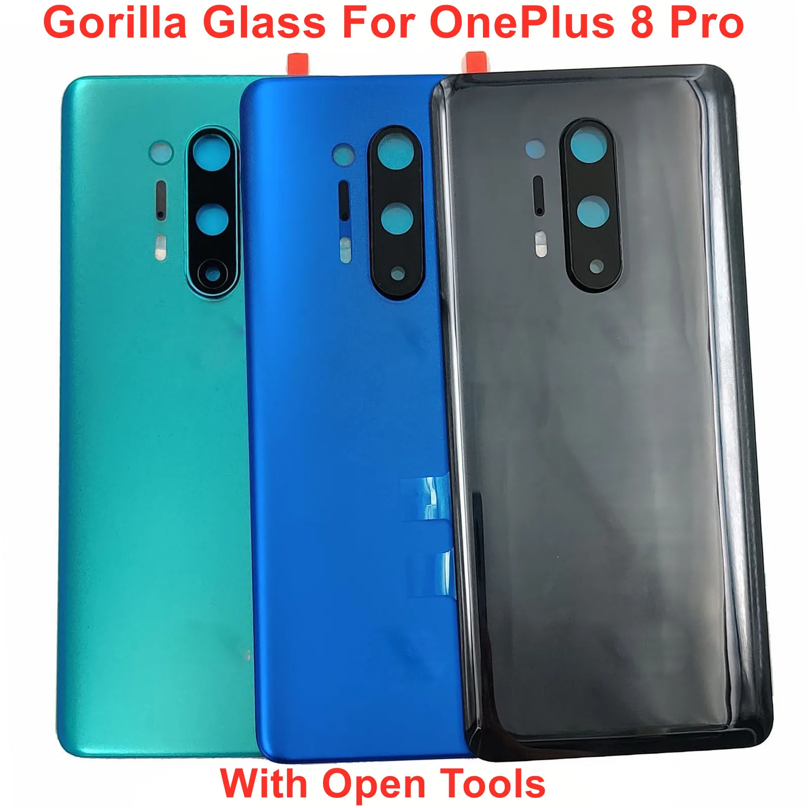 

Оригинальная Стеклянная Крышка батарейного отсека для OnePlus 8 Pro, жесткая задняя крышка, задняя панель, фотоэлемент, наклейка на клейкой основе