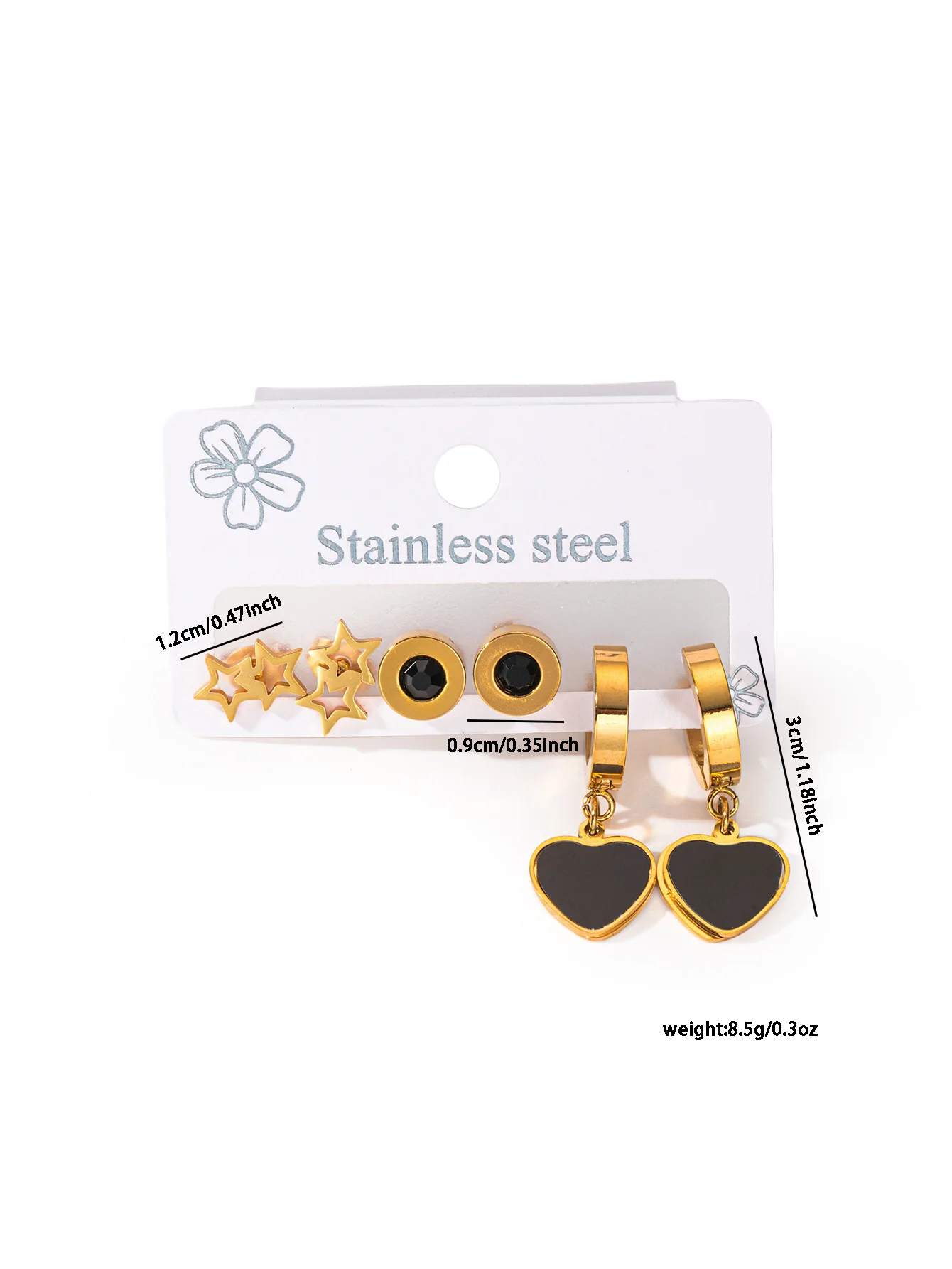Chic Stylish 316L Stainless Steel 6 Pieces Star Cross Flower Pendant Earrings for Women French Special Jewelry Gifts Wholesale 5