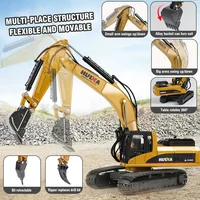 Huina 1/40 Alloy Excavator Truck Diecast Digger Car Construction Engineering Vehicle Model Loader Tractor Toy for Kid Boys Gifts 2