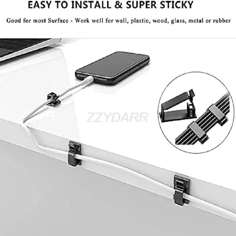 Comprehensive Cable Management Organizer Kit with Holders, Sleeves, Clips, and Straps