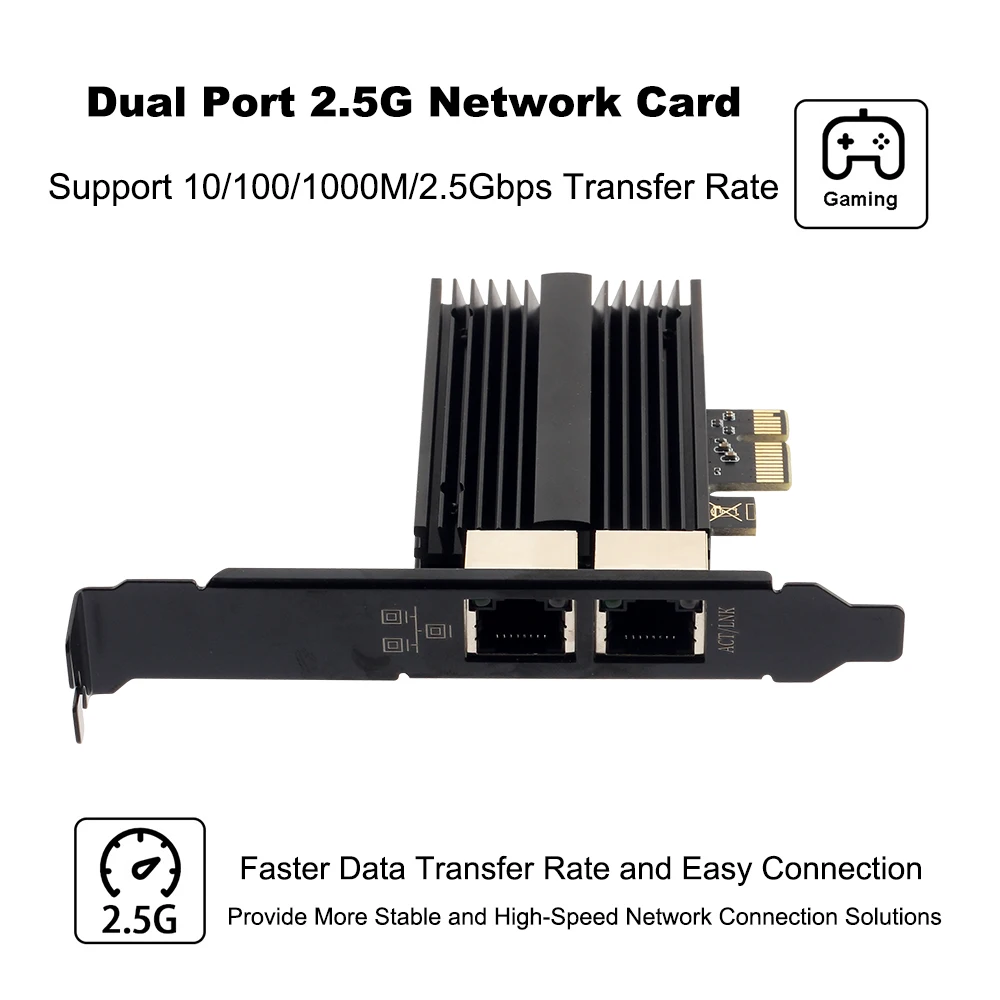 Dual-port 2.5g Pcie para Rj45 Adaptador Intel I226 Chipconjunto 2500 1000 100mbps Placa de Rede Gigabit Ethernet Pci Express para Desktop - Imagem 3