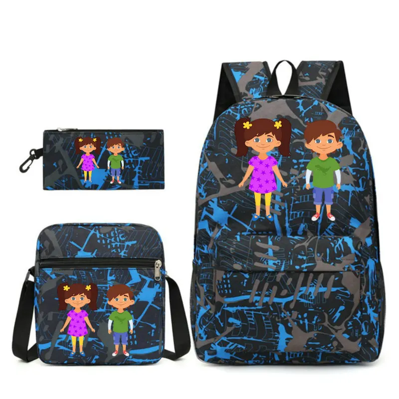 New 3Pcs/set Cute Student Boy Girl Backpack Student Schoolbag with Crossbody Bag Children Teenager Cartoon School Bookbag