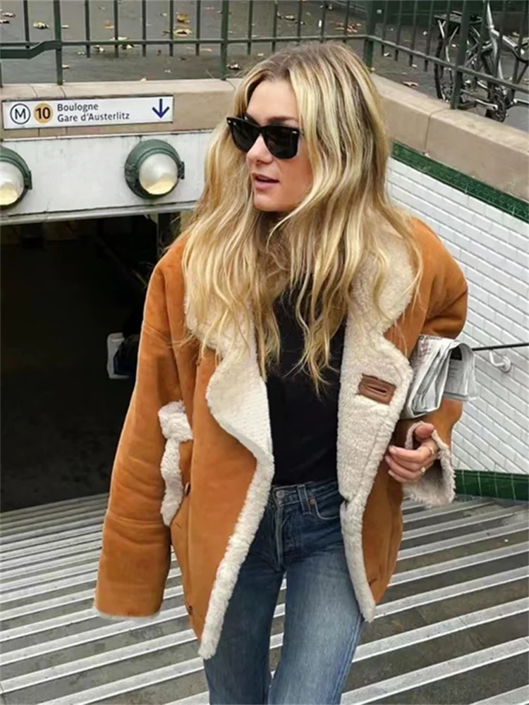 

Spring 2024 New Women Two Way Wear Warm Long Sleeve Jacket Fashion Splices Single Breasted All-Match Coat with Pockets