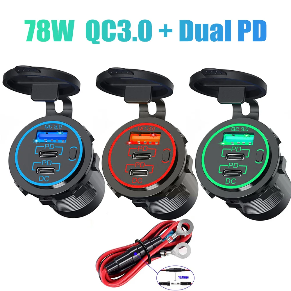 Dual 20W PD 3.0 Type-C and 18W QC 3.0 Car Charger New USB