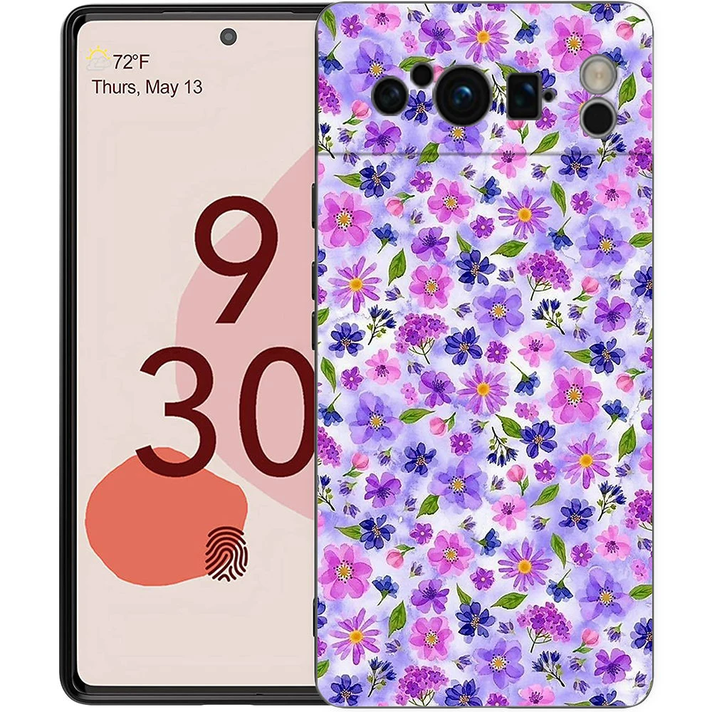 Elegant Floral Art Black Soft TPU Phone Case - Luxury Back Cover
