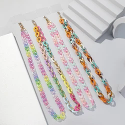 Fashion Sweet Colorful Acrylic Beaded Telephone Chain Anti-Lost Hanging Neck Long Chain Women Girl Phone Case Lanyard Jewelry