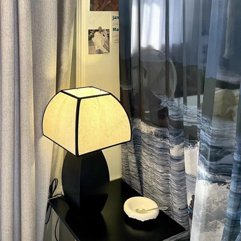 Modern Simple LED Fabric Lampshade Table Lamp Living Room Study Bedroom Decorative Atmosphere Lighting Lamps