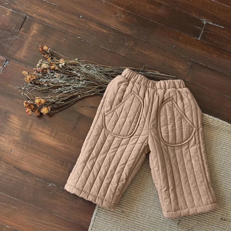 Winter Thicken Kids Pants Korea Children's Jacket Cotton Plush Girls' Solid Color Casual Pants Children's Clothing