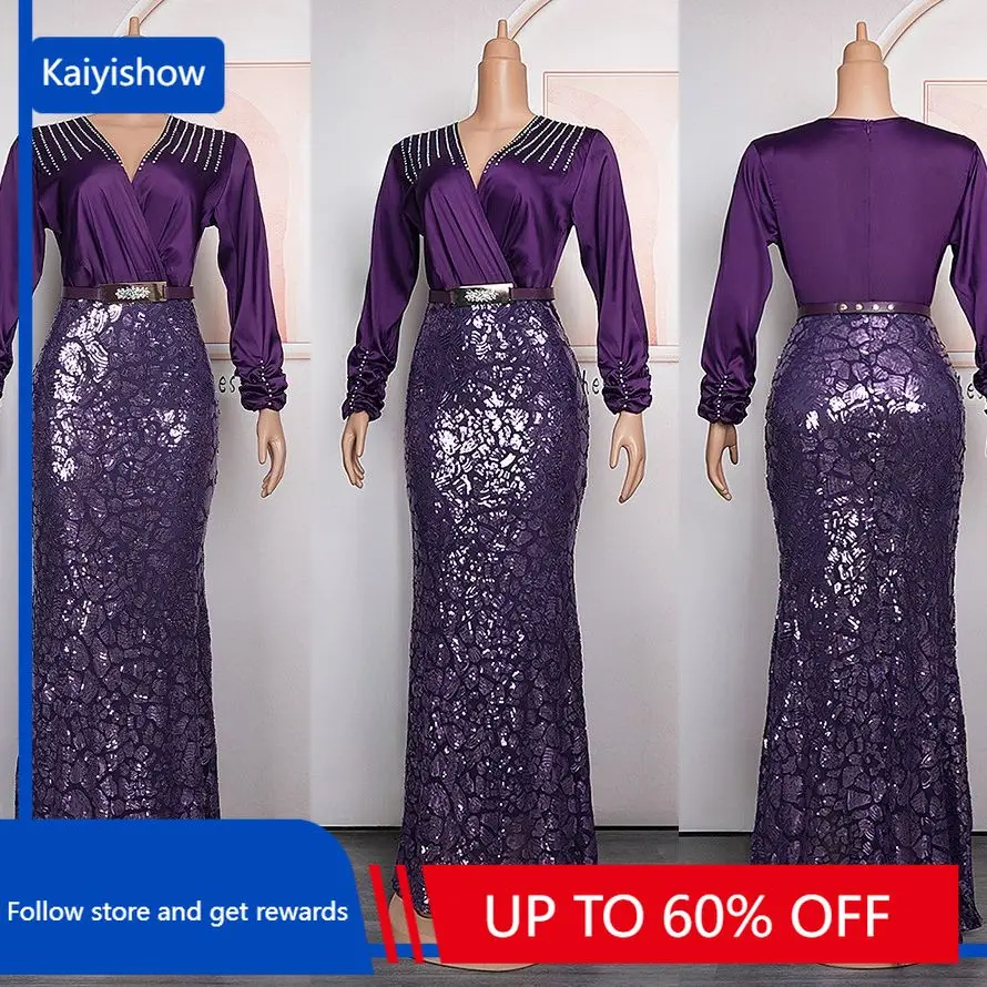 

Plus Size African Party Long Dresses for Women 2023 New Dashiki Ankara Sequin Evening Gowns Turkey Outfits Robe Africa Clothing