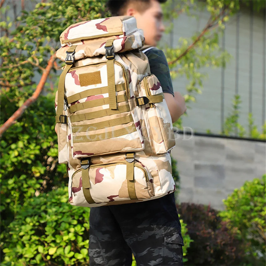 80L Large Capacity Tactical Backpack High Quality Oxford Fabric Waterproof Camping Hiking Outdoor Sports packageTraveling Bag