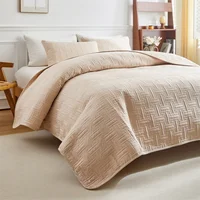3pcs set, Quilted Cotton Bedspread, solid color ultrasonic quilted bedsheet, lightweight quilted king queen size bed cover 3