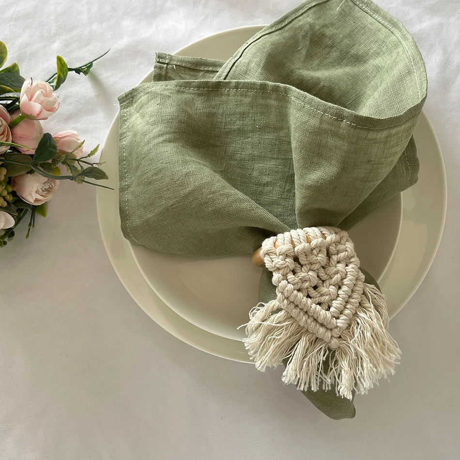 6PCS 100% Linen Table Napkins,30x45cm Natural Material ,Soft Comfortable Tea Cloth,Square Napkin for Wedding Dinning Party Decor