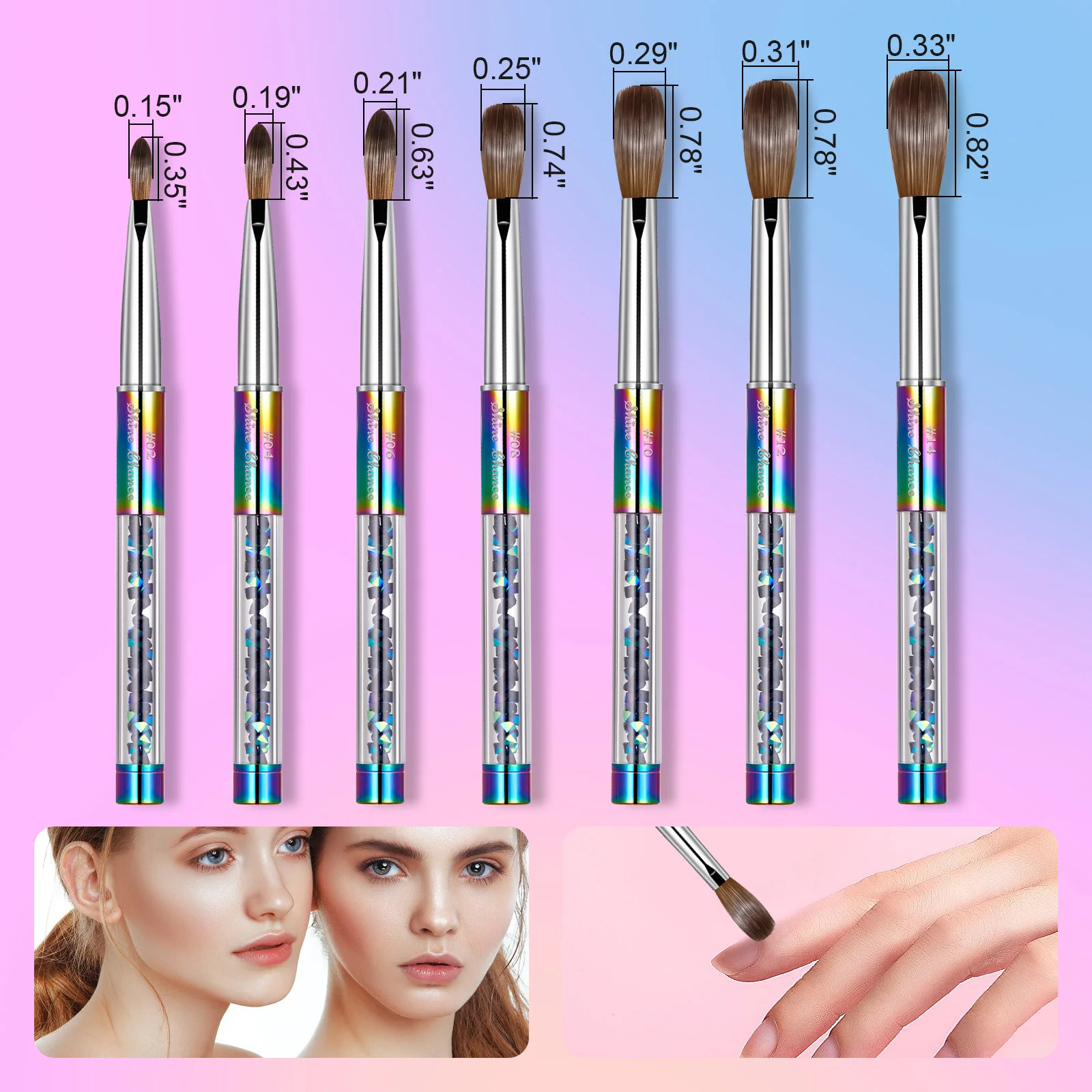 100% Kolinsky Sable Nail Acrylic Brush UV Gel Carving Pen Brush Liquid Powder Nail Drawing Nail Brush Acrylic Powder 6