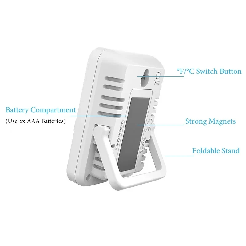 Indoor Digital Temperature Humidity Meter With Stand Magnet Portable House Office Temperature Monitor Thermometer Hygrometer - 2