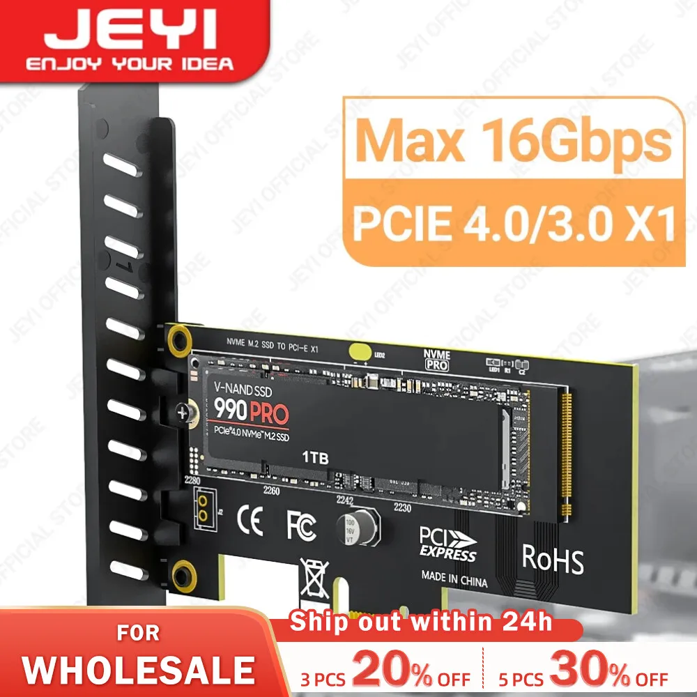 Adapter M2 PCIe SSD naar PCI Express 3.0 x4 - uitbreidingskaart compatibel met M2 NGFF PCI-e 3.0, 2.0 of 1.0, NVMe Gold AHCI, M-Key, 2280, 2260, 2242, 2230 - van SupaGeek