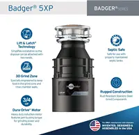 Garbage Disposal, Standard Series 3/4 Continuous Feed Food Waste Disposer, Black / Stainless 2