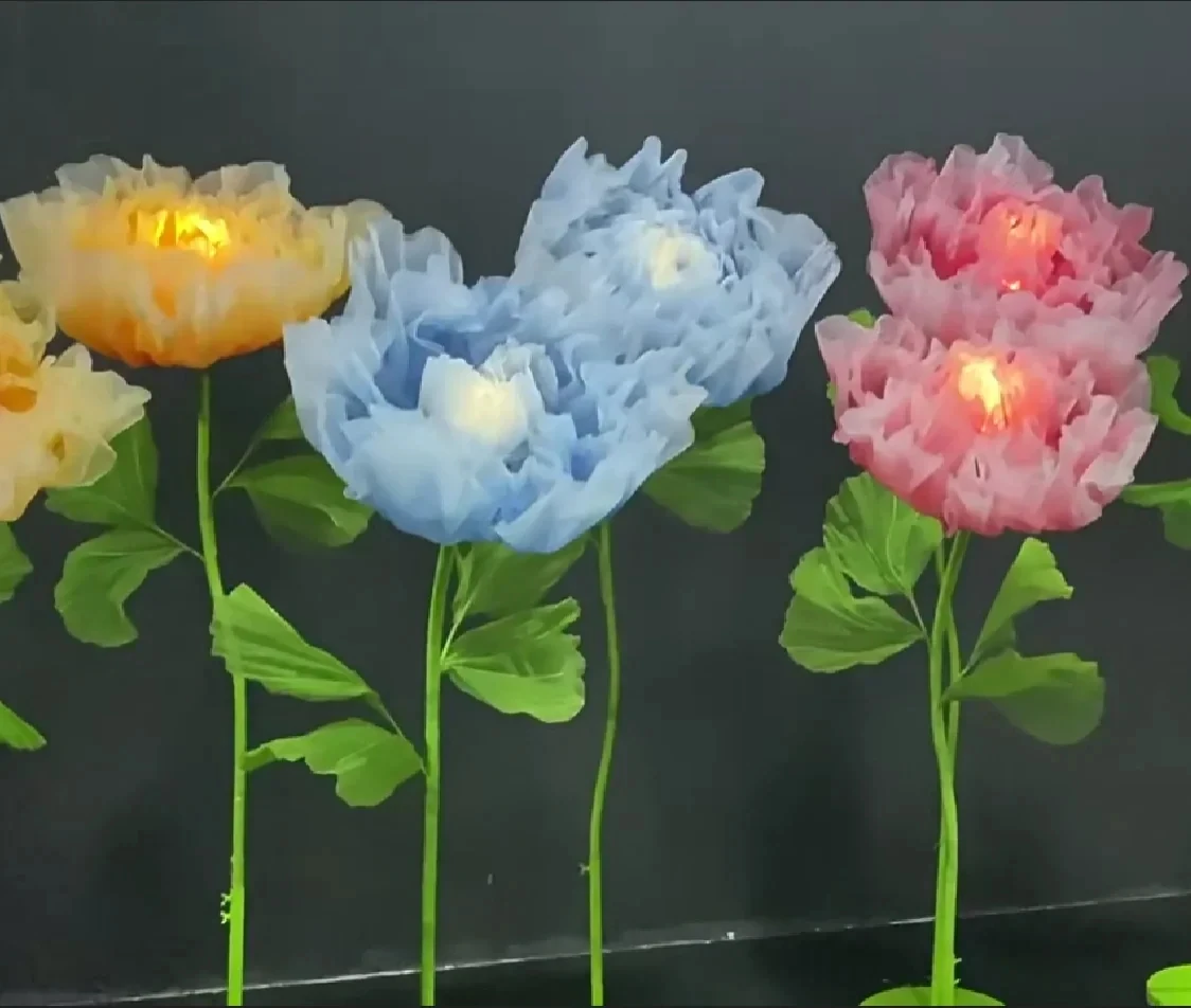 

Silk Flower Automatic Opening Closing Mechanical Artificial Flowers Wedding Event Stage Window Layout Christmas Party Home Decor