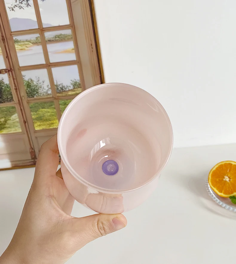 Lovely Purple Tulip Flower Cups Glass Girl's Heart Milk Glass Mug High Borosilicate Water Mug Wine Drinks Cup