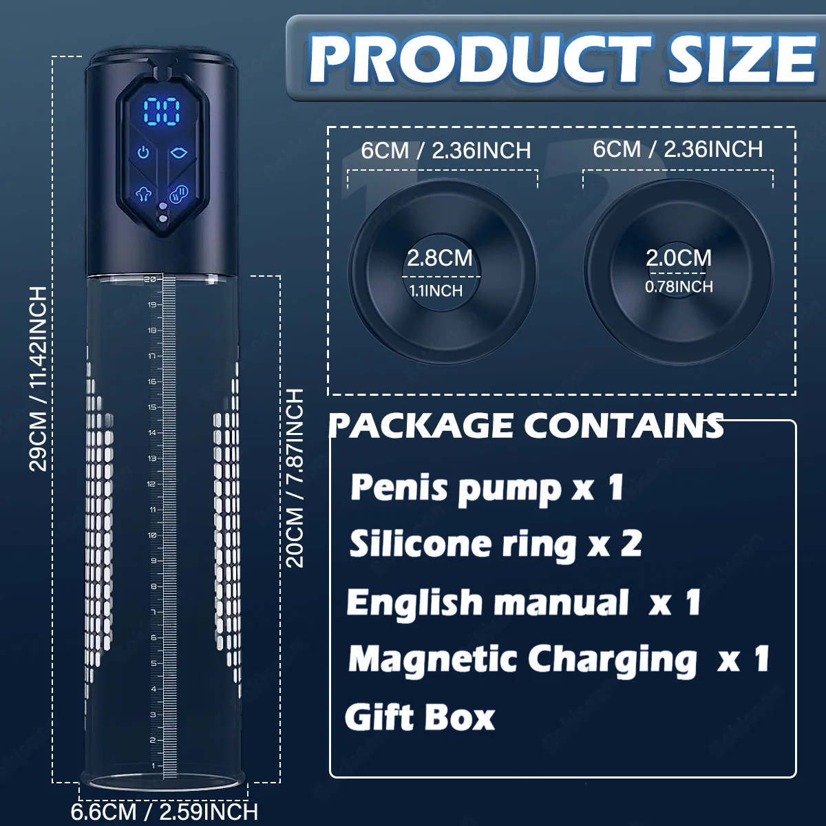 Pompa per pene elettrica impermeabile IPX7 per l'ingrandimento Pompa per vuoto per uomo Pompa per estendere l'ingrandimento 4 livelli di aspirazione 2 maniche in silicone - immagine 6