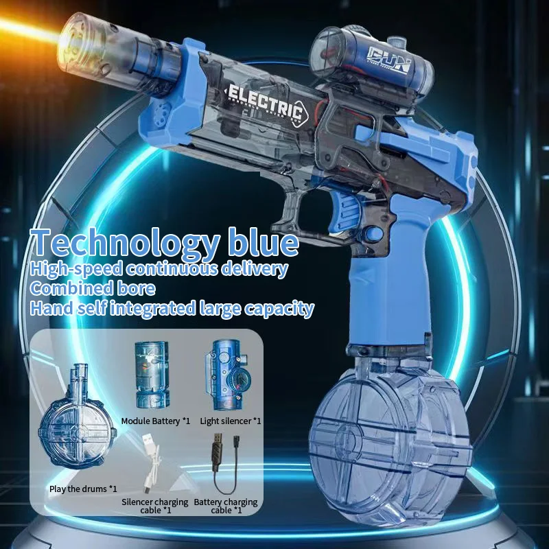 Battle Electric Water Guns Water Guns with Gun Muzzle Flame High Capacity Squirt Guns Summer Outdoor Beach Toy for Adult