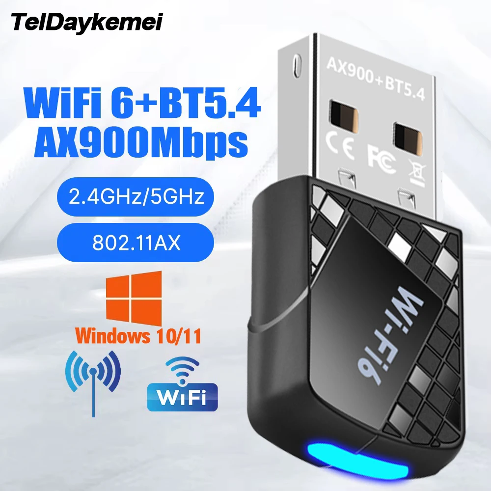 AX900 USB WiFi 6 Bluetooth 5.4 Adapter 2in1 Dongle Dual Band 2,4G & 5GHz Netzwerk Wireless Receiver für Windows 10/11