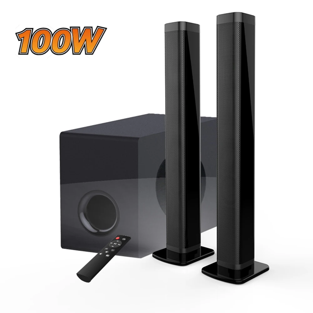 100W 사운드바 TV 2.1CH 사운드 박스(서브우퍼 포함) 고출력 무선 스피커 홈 시어터 시스템 Hifi 3D 스테레오 붐박스