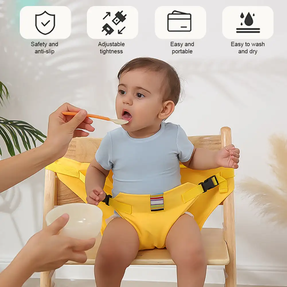 Portable Baby Dining Chair Fixed Belt Washable Baby High Seat Strap Outsidoor Infant Feeding Dinning Cover Seat with Safety Belt