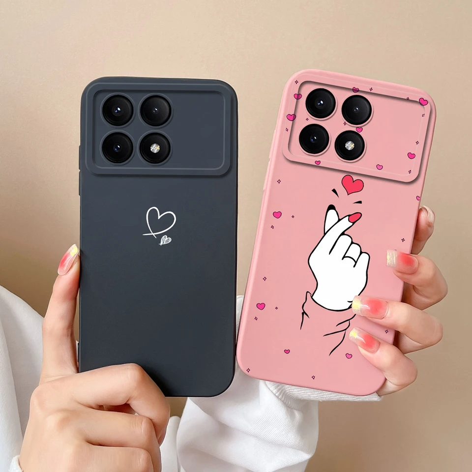 Per Xiaomi Redmi K70 K70E K70 Pro Poco X6 Pro Case Gesture Love Heart Square Per Xiaomi K70 K70E K70Pro Redmi Poco X6 Pro Funda