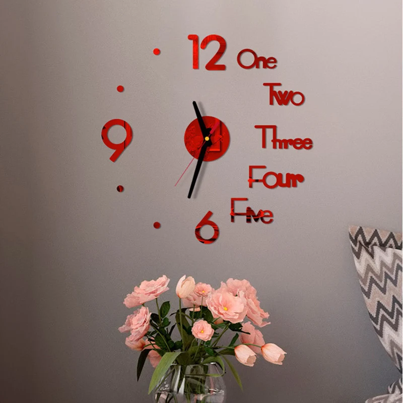 3D Wall Clock DIY Creative Mirror Surface Wall Decorative Sticker Frameless for Home School Office Living Room wall clock wall clock sticker