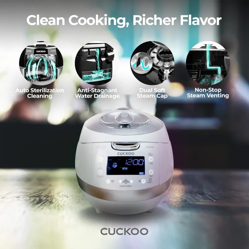6-Cup (Uncooked)/12-Cup (Cooked) Induction Heating Pressure Rice Cooker with Nonstick Inner Pot,16 Menu Modes,Auto Clean (White) 6