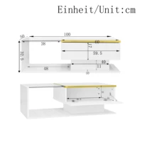 Table basse avec rangement, LED 16 couleurs et plateau en verre, robuste, pour le salon, rangement simple, en aggloméré – blanc 8