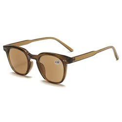 Unisex Classic Frame Outdoor Reading Sunglasses with Presbyopia Adjustment - +200 (C5 Tea Green Tea)