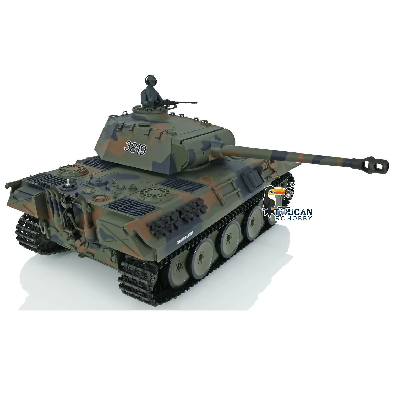 1/16 Heng Long 7.0 플라스틱 팬더 FPV 카메라 RC 탱크 3819 W/ 360 °   터렛 스틸 기어박스 연기 엔진 군인 성인 장난감 TH17287