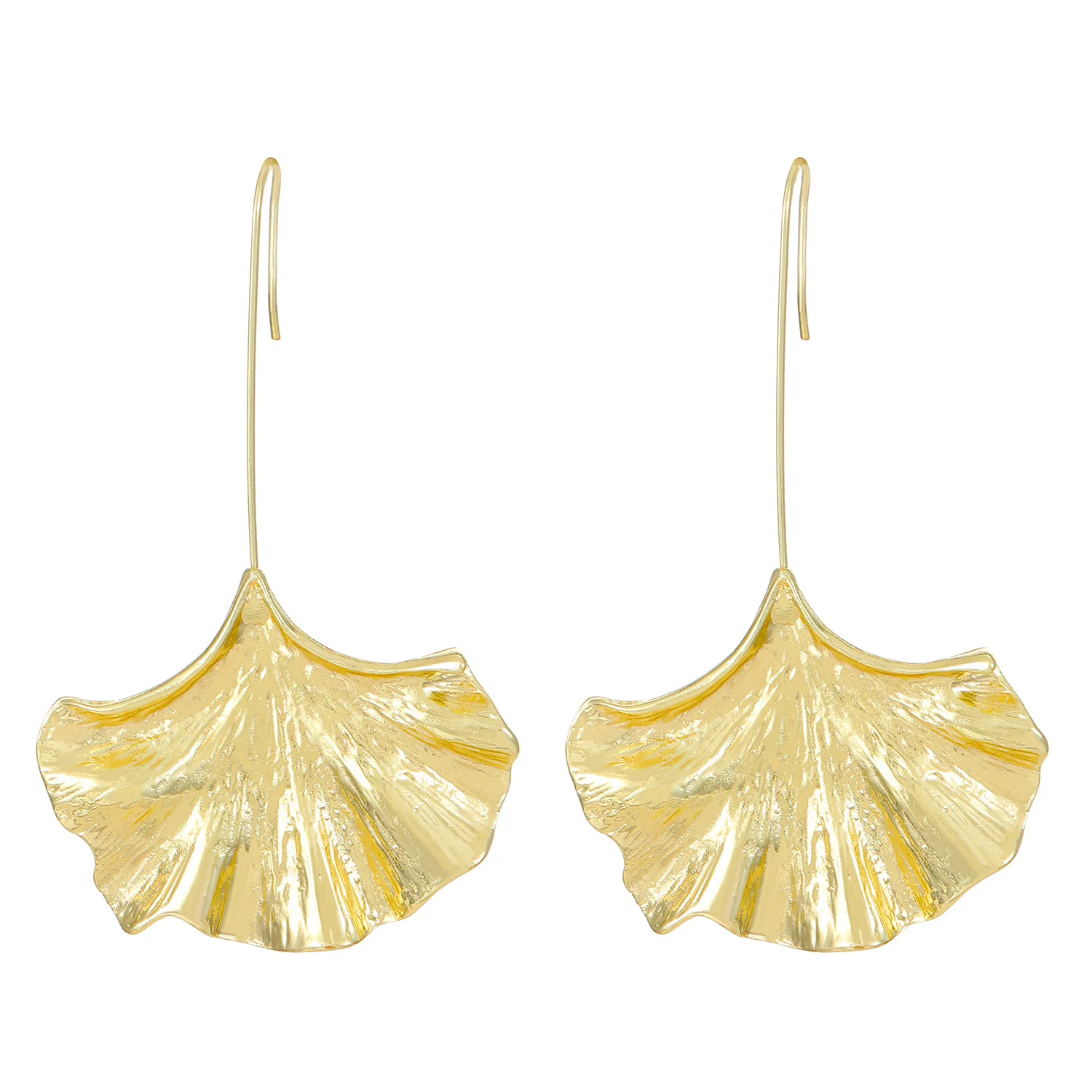 Fashion Long Gold Color Ginkgo Leaf Drop Earrings For Women Jewelry 2023 Trending New Women's Exaggerated Silver Color Earrings