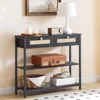 Rattan-Like Narrow Console Table with 2 Drawers, 31.5-Inch Sofa Table with Storage, for Hallway and Foyer 5