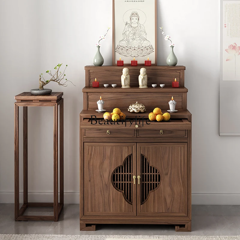 

Алтарь из массива дерева, Настольная горелка для благовоний, буддийский зал, современный китайский стол Будды, простой алтарь, нишевой алтарь Будды