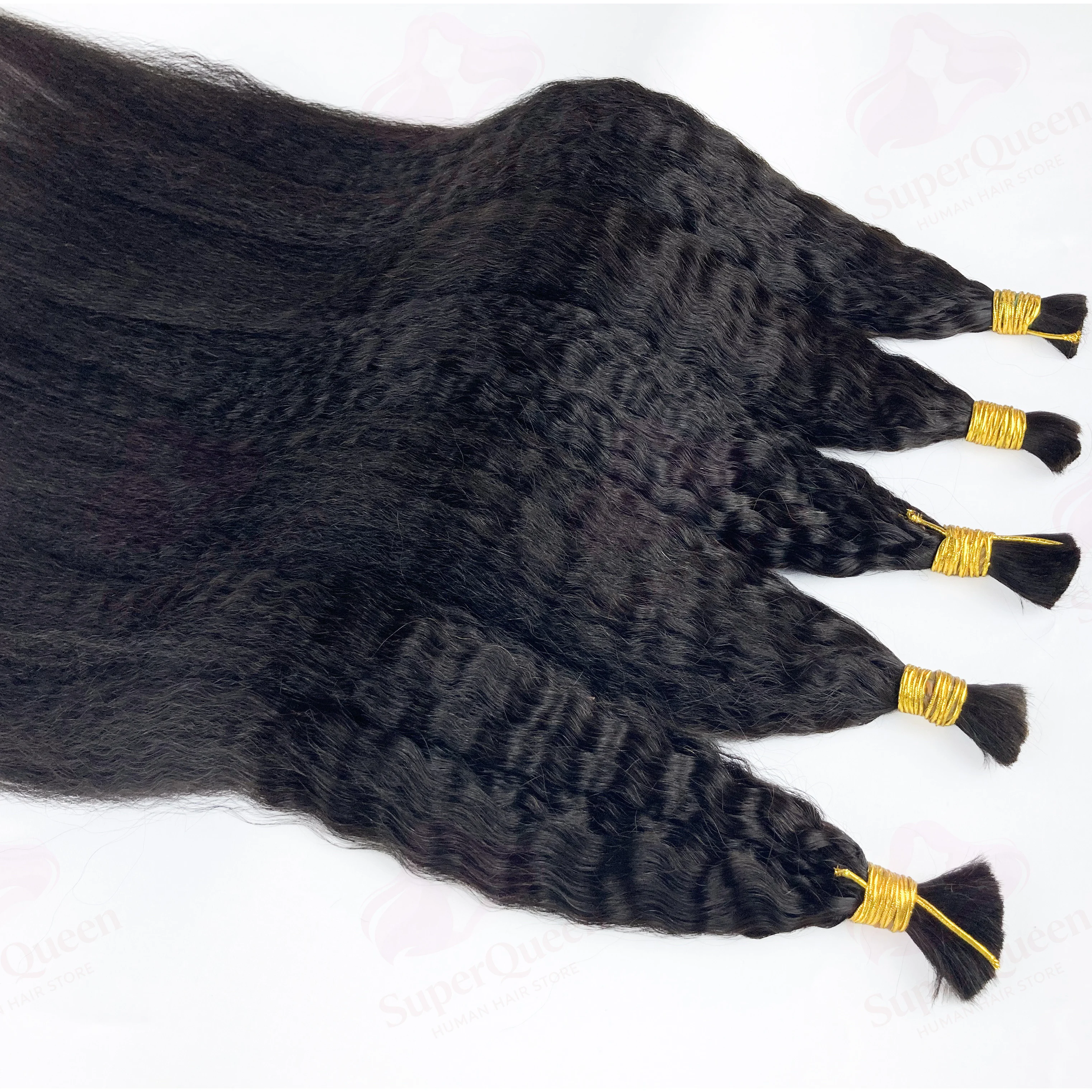 Crépus droit cheveux humains Boho tresses Bundle sans trame Extensions de cheveux en vrac cheveux humains tressage cheveux en vrac pour Boho tresses 1/2/3 pièces