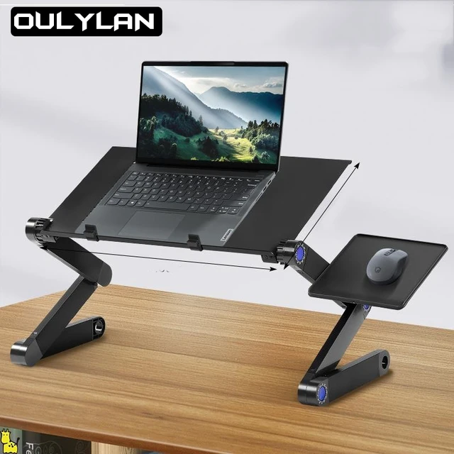 New Adjustable Laptop Desk Stand Portable Aluminum Alloy Lapdesk For TV Bed Sofa PC Notebook Table Desk Stand With Mouse Pad