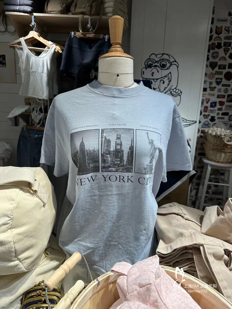 

Vintage Letter Print Gray Cotton Short Sleeve Tee Women Summer O-neck Classic Simple Tops Harajuku Streetwear Chic T-shirts Y2K