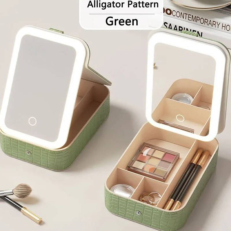 حقيبة مكياج نسائية مزودة بمرآة قابلة لإعادة الشحن...