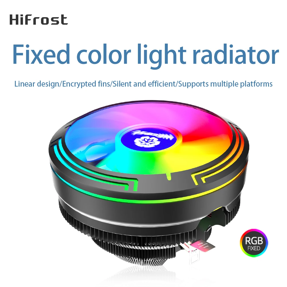 인텔 LGA 1200 115X 용 RGB CPU 쿨러 TDP 95W 냉각 PC 라디에이터 선풍기, 124mm 블랙 알루미늄 핀 CPU 라디에이터, 12V 4 핀 PWM 선풍기