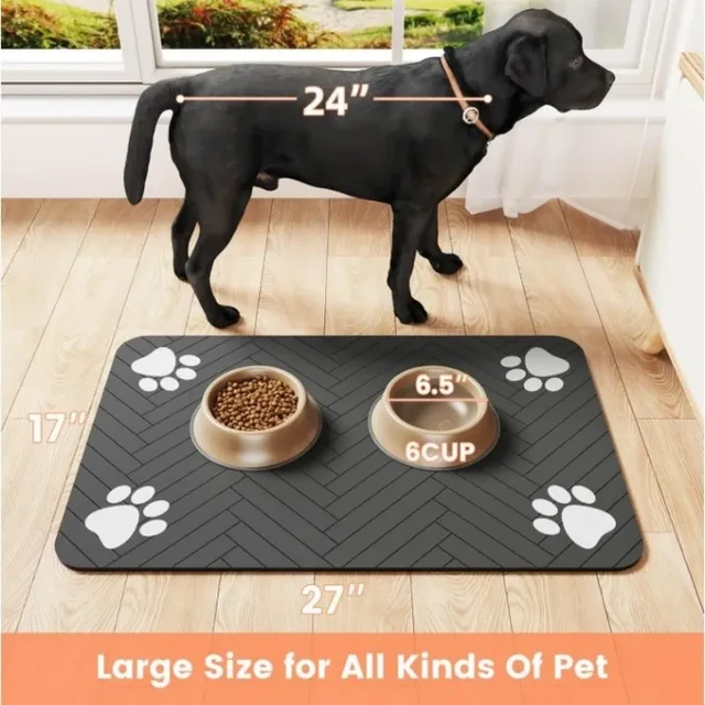 VIKAMA Pet Meal Mat Floor Mats, Diatomite Water-absorbent Easy to Clean Quick-Drying Food Mat, Dogs and Cats Feeding Placemat 4