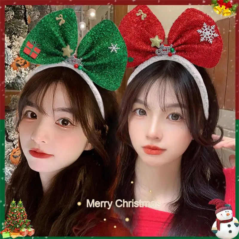 Merry Christmas Headbands Cute Xmas Santa Elk Antlers Headband Hair Hoop Chrismas Tree Bow Hair Accessory New Year Gifts Navidad