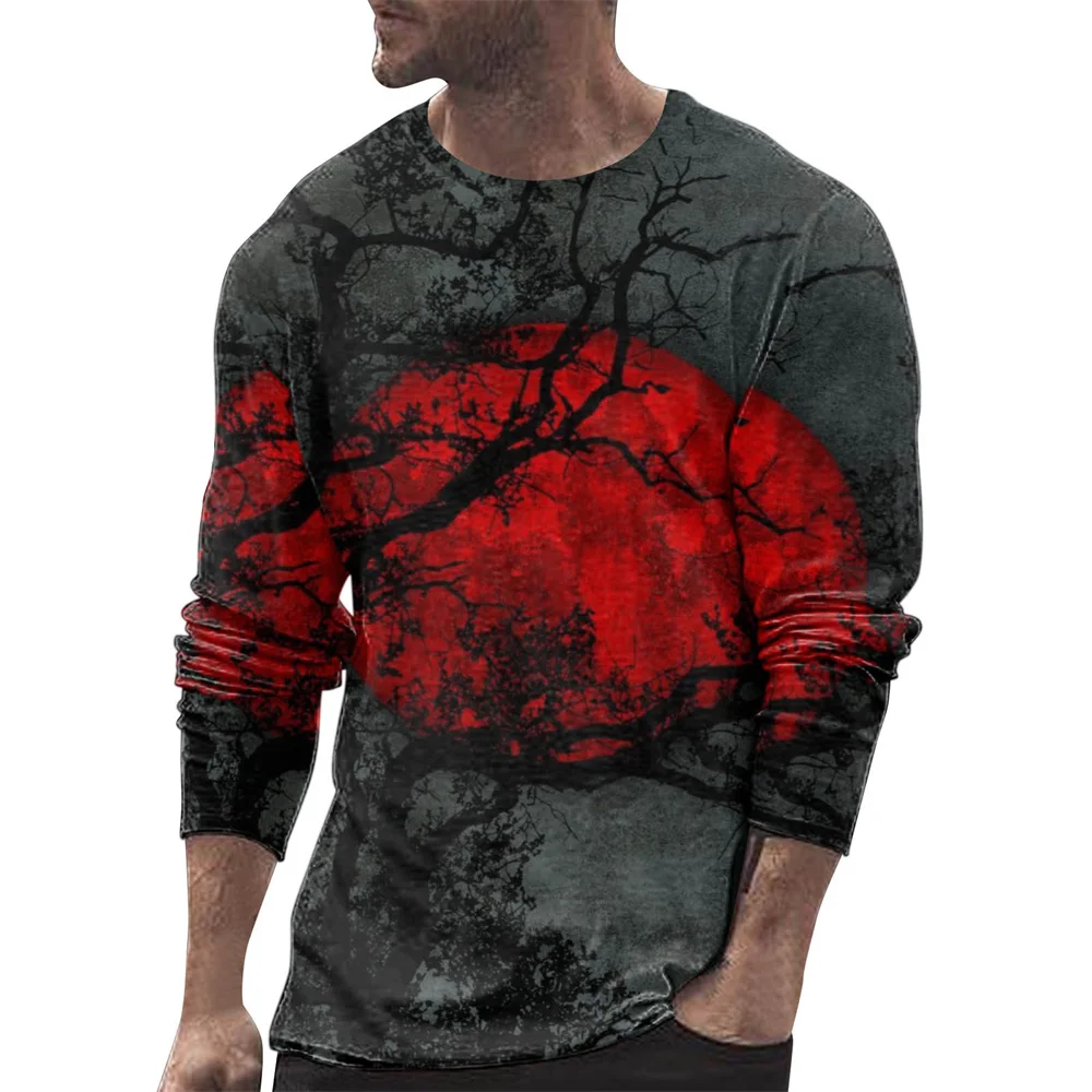 Buy Mens Halloween T-Shirt,Crew Neck Long Sleeve 3D Printed